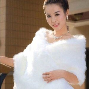 Women's White Faux Fur Sweater Wrap